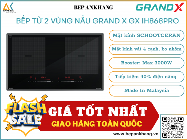 Bếp từ 2 vùng nấu Grand X GX IH868Pro - Made In Malaysia